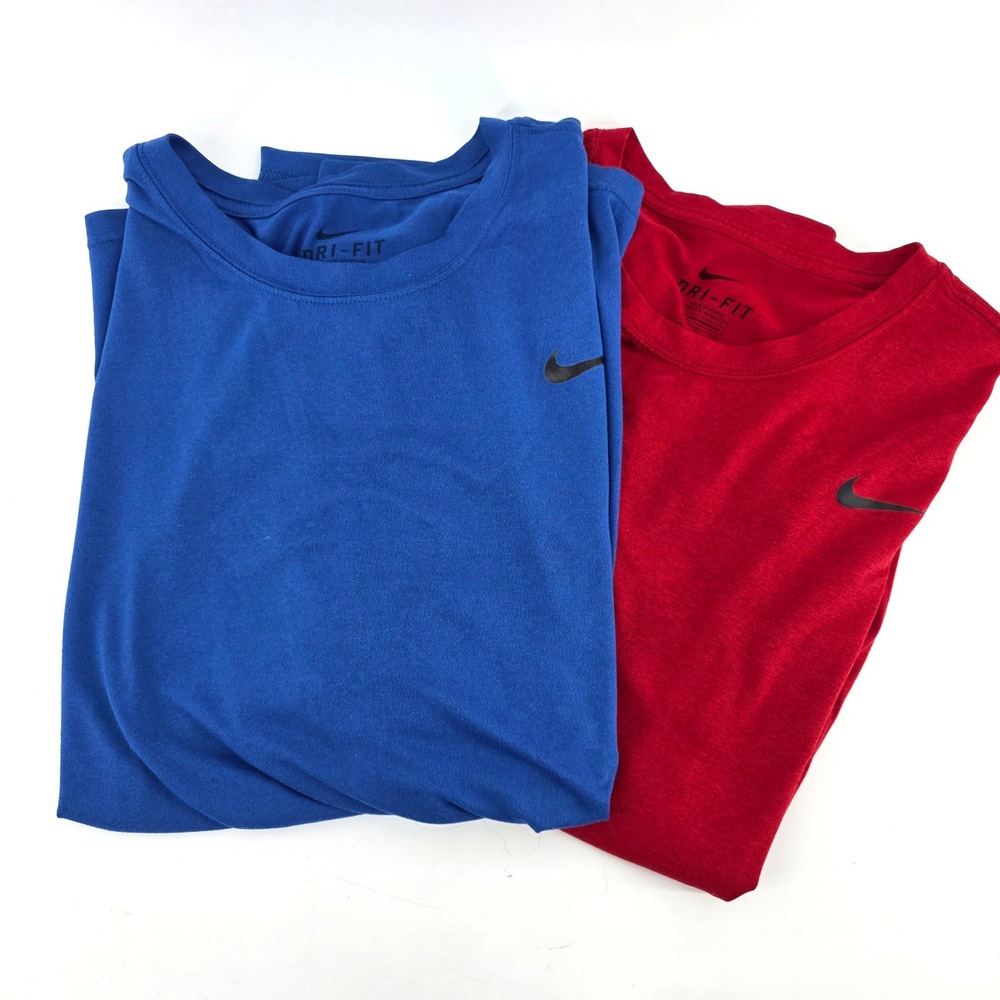Nike Dri-FIT Training Shirts Lot of 2 Mens XL Blue Red Short Sleeve Gym Tees